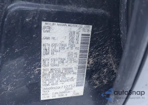 2016 Nissan Frontier S from USA, damaged, VIN 1N6AD0EV2GN732752